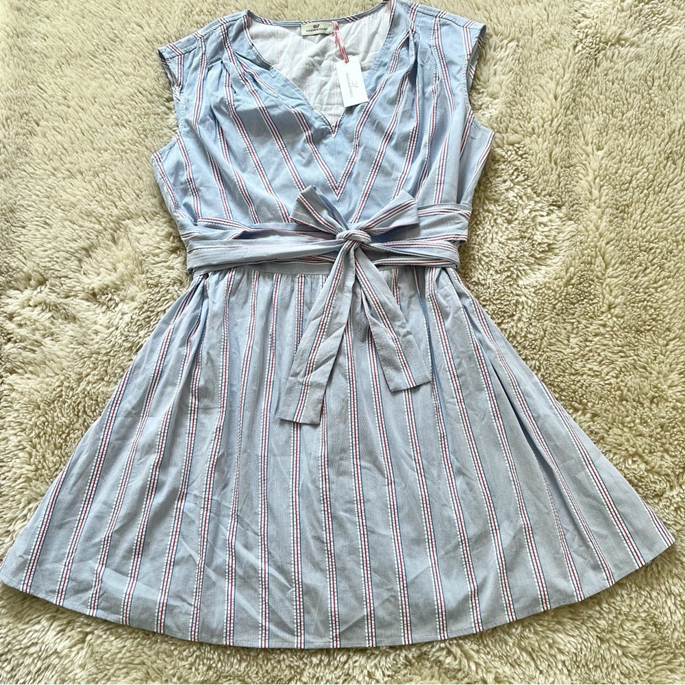Vineyard Vines Stripe Seersucker Tie Dress